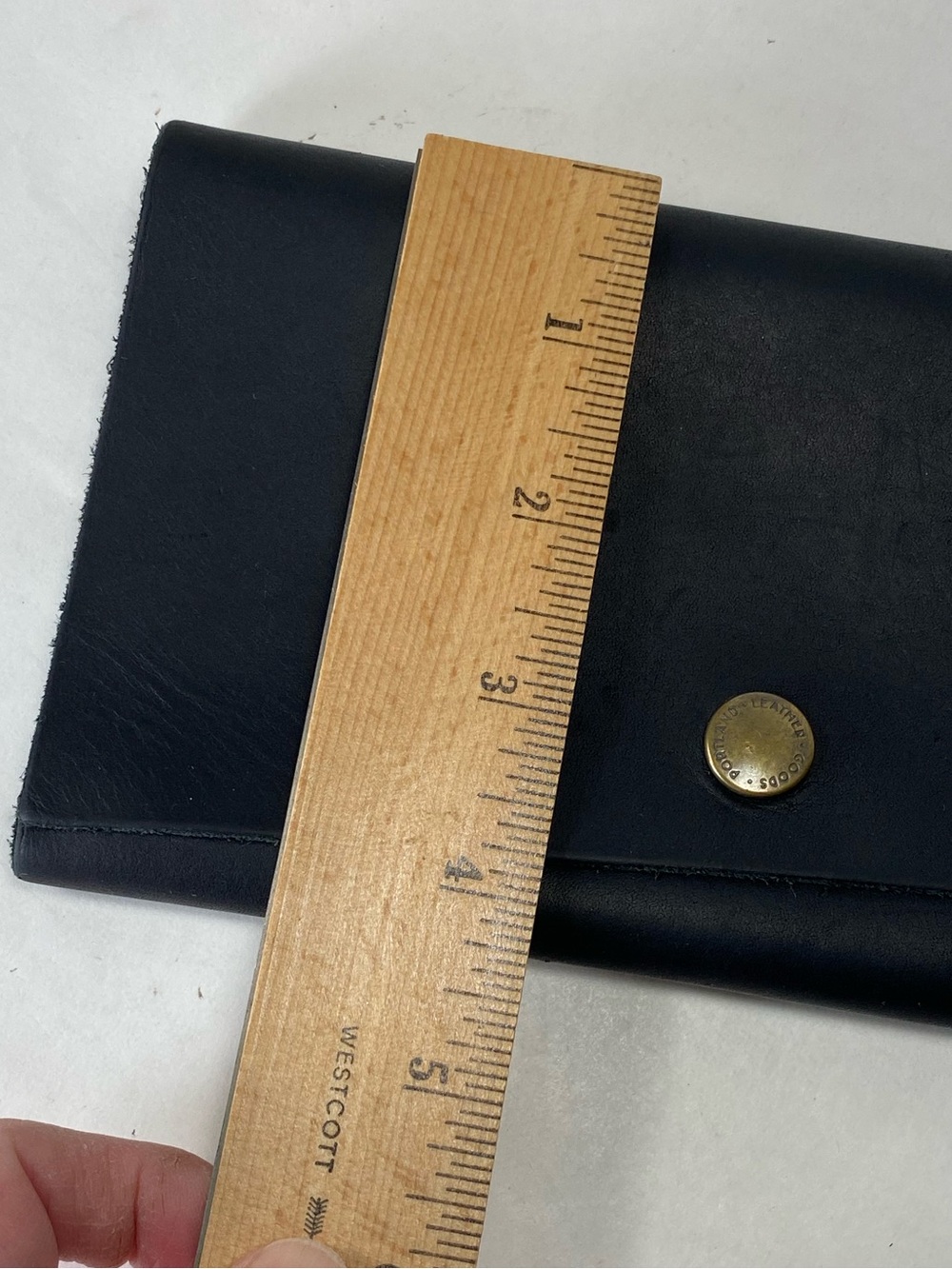 Portland Leather Goods Rancher Black Long Envelope Wallet Brass Snap Closure - Picture 14 of 14